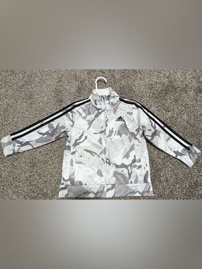 adidas White Toddler Jacket with Black Accent
